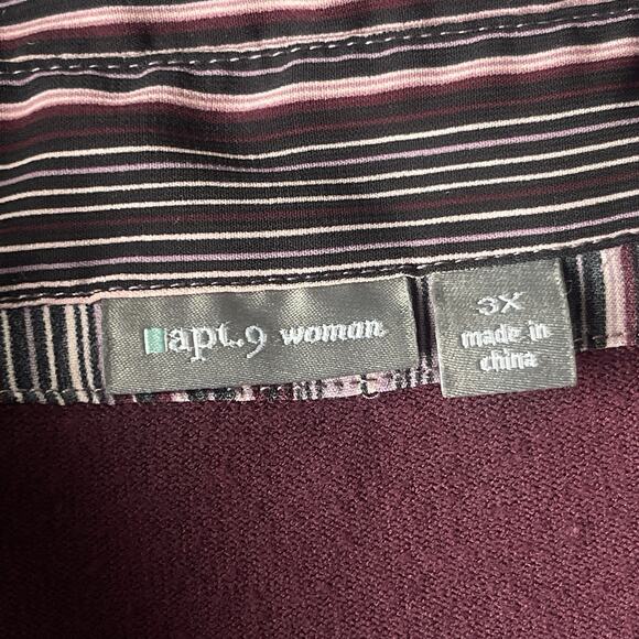 Apt 9 Womens Top Plus Size 3X Rayon Blend Office Faux Layered Vneck Stretchy - Picture 3 of 8